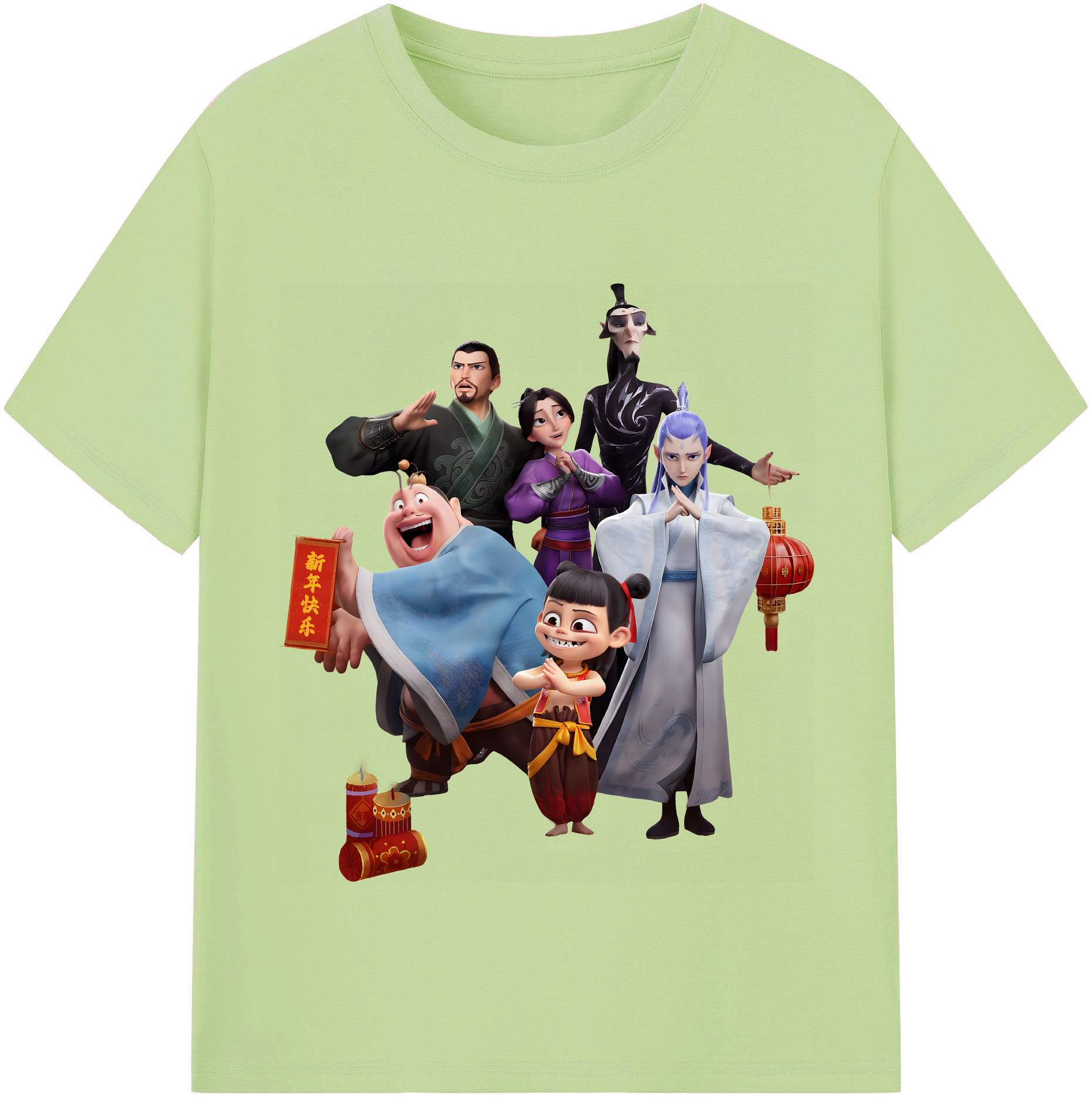 （画像用） Ne Zha 2 ナタ 魔童の大暴れ 綿100％半袖Tシャツ（フロントプリント）